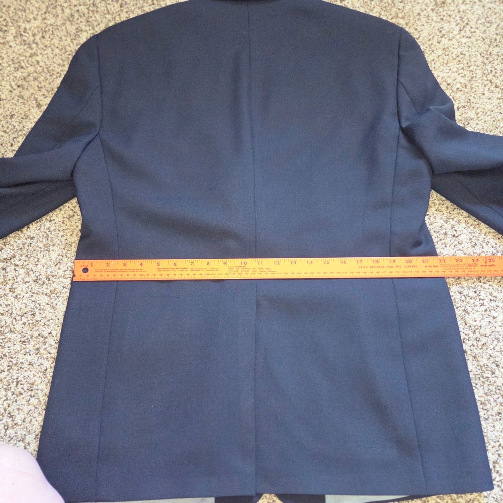 Stafford Navy Blue Wool Blend Blazer Men's Gold Button Tailored USA Size 46R Vtg - Picture 9 of 13